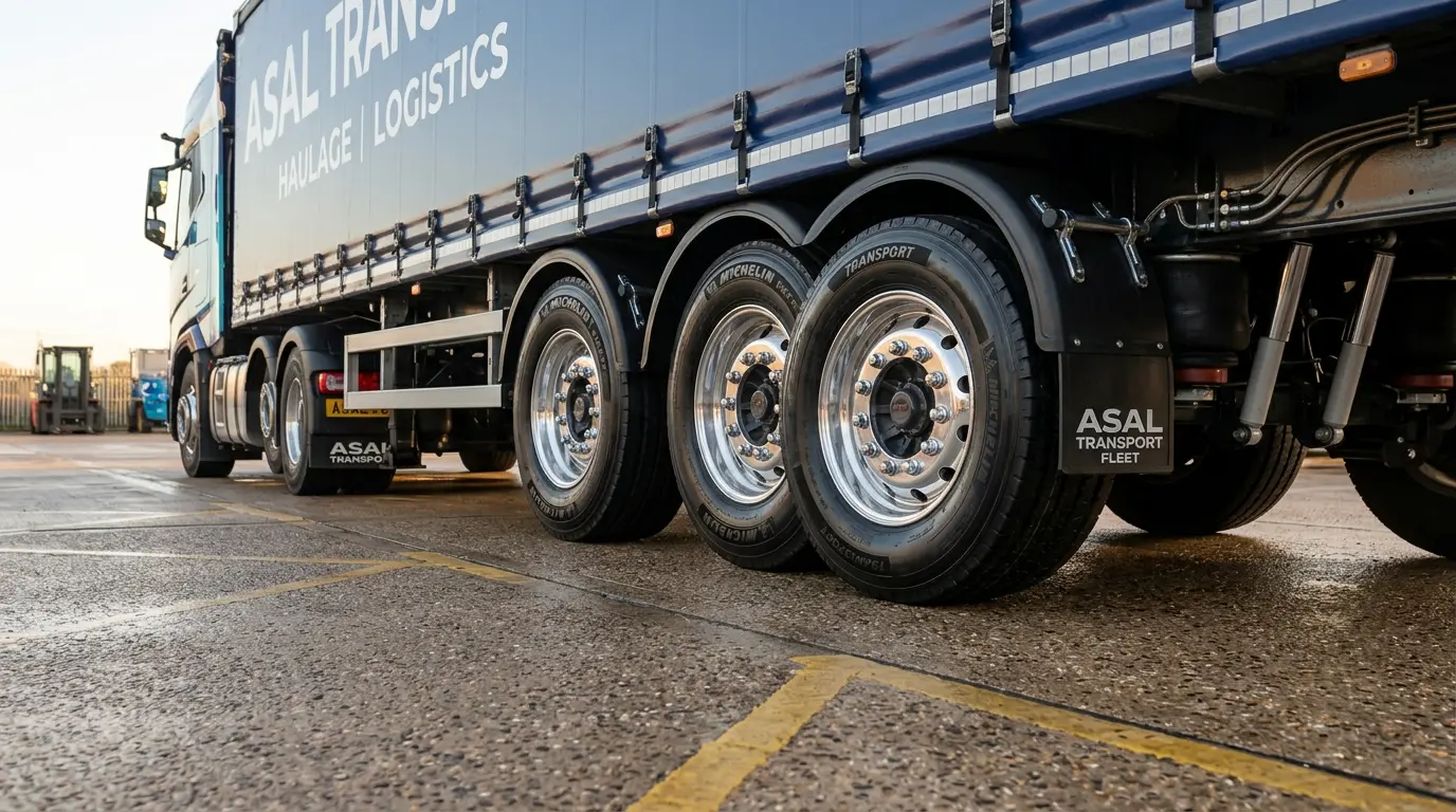 Close-up of an ASAL Transport trailer axle