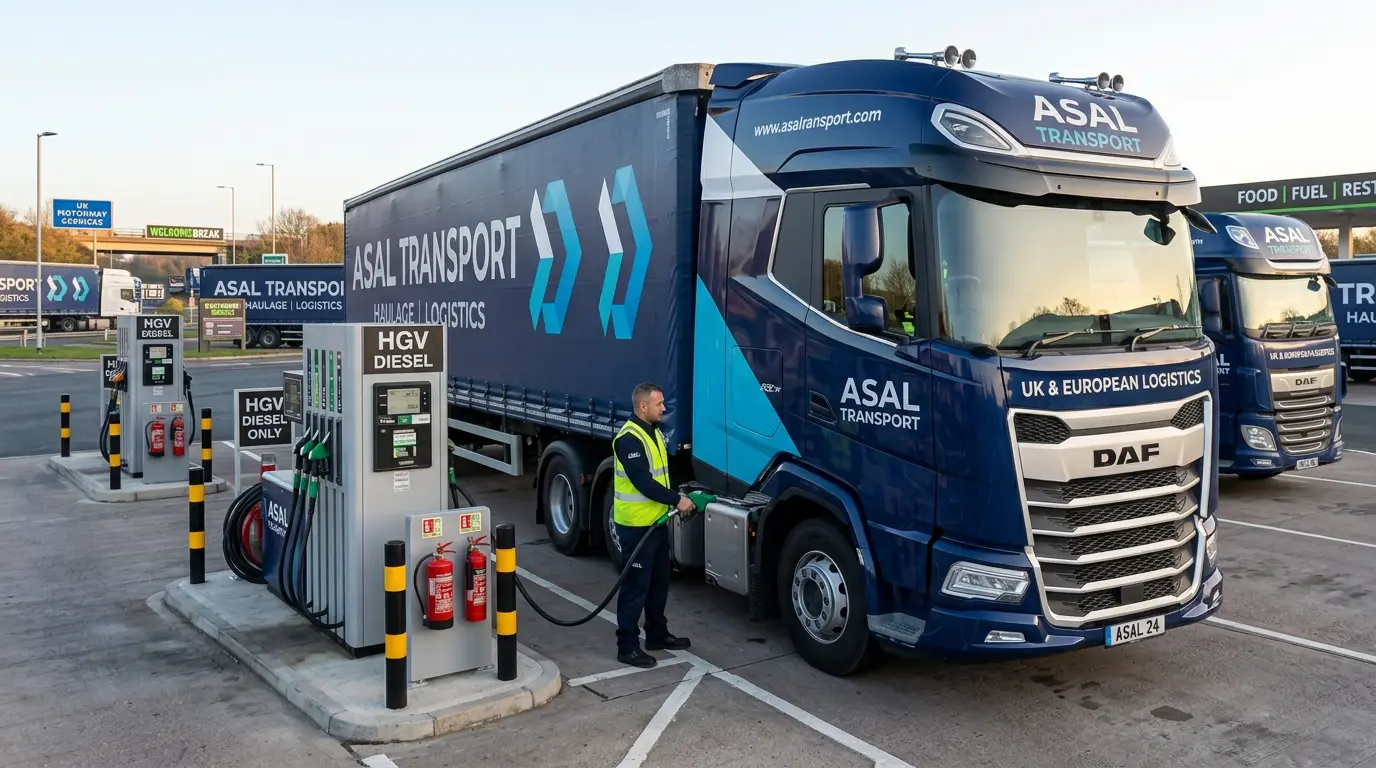 ASAL Transport HGV refuelling ahead of a journey