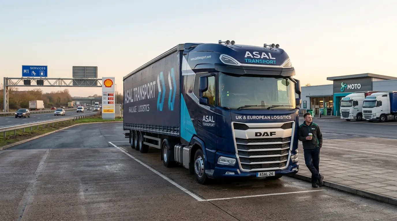 ASAL Transport HGV parked at M1 motorway services